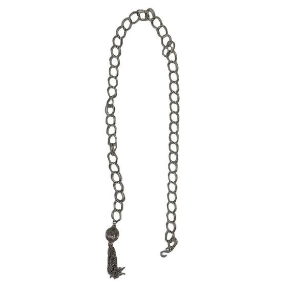 VTG Retro Silver Belt Metal Link Chain Belt Tassel Charm main image 14